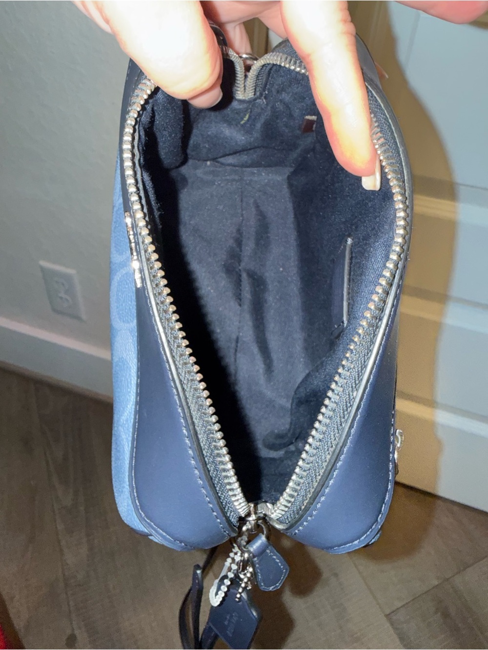 Small Coach Blue Signature Canvas Crossbody with Navy Trim - Picture 7 of 7